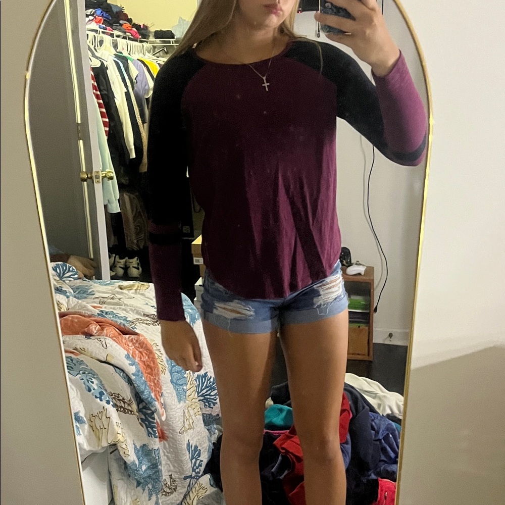 Caslon Women's Long Sleeve Tee - Purple and Black